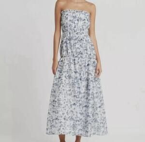 SIR the Label Dimitri Strapless Dress Sz 1 (Small) Blue White Cottagecore Maxi